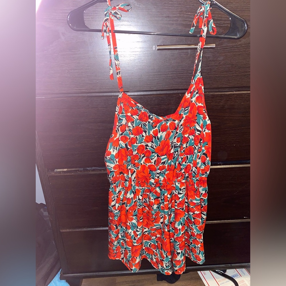 Floral Red and Green romper